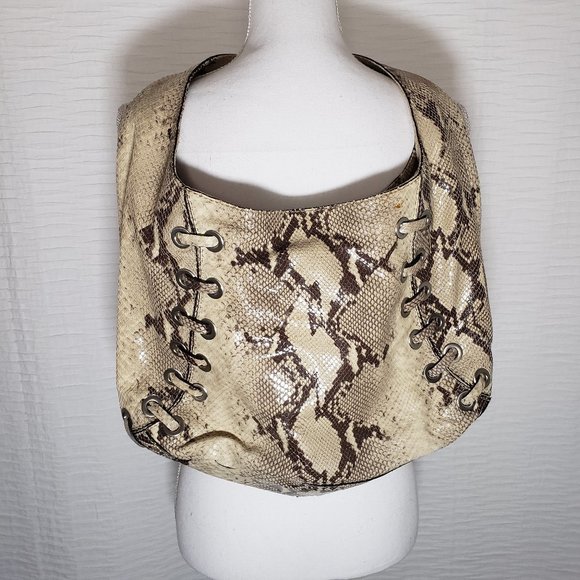 Michael Kors - Reptile print hobo bag, tassels w/silver hardware - Picture 2 of 13